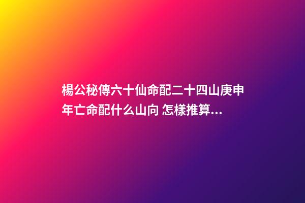 楊公秘傳六十仙命配二十四山庚申年亡命配什么山向 怎樣推算六十仙命與二十四山的吉兇-第1張-觀點-玄機(jī)派